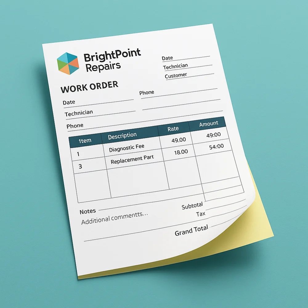 Illustrative carbonless forms mockup