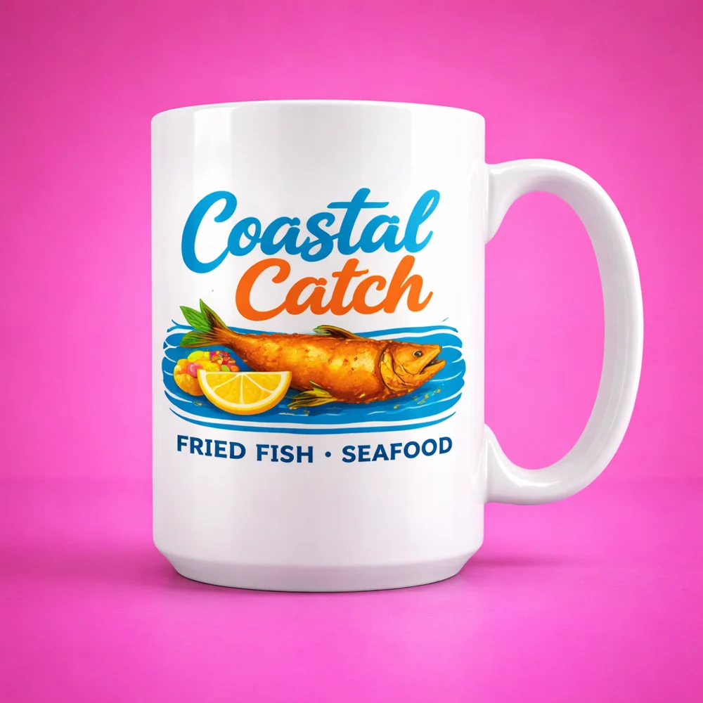 Illustrative custom mugs mockup