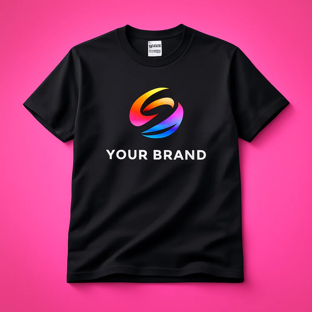 Illustrative branded black shirt