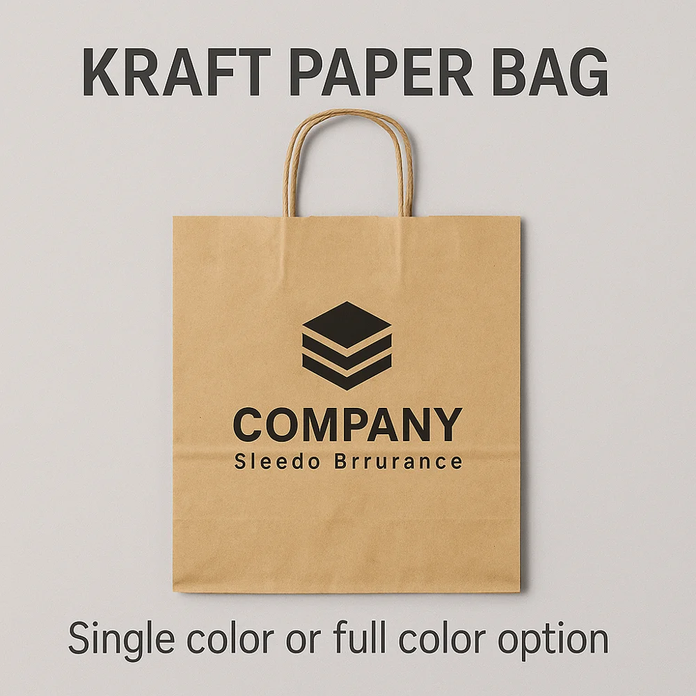Illustrative printed paper bags mockup