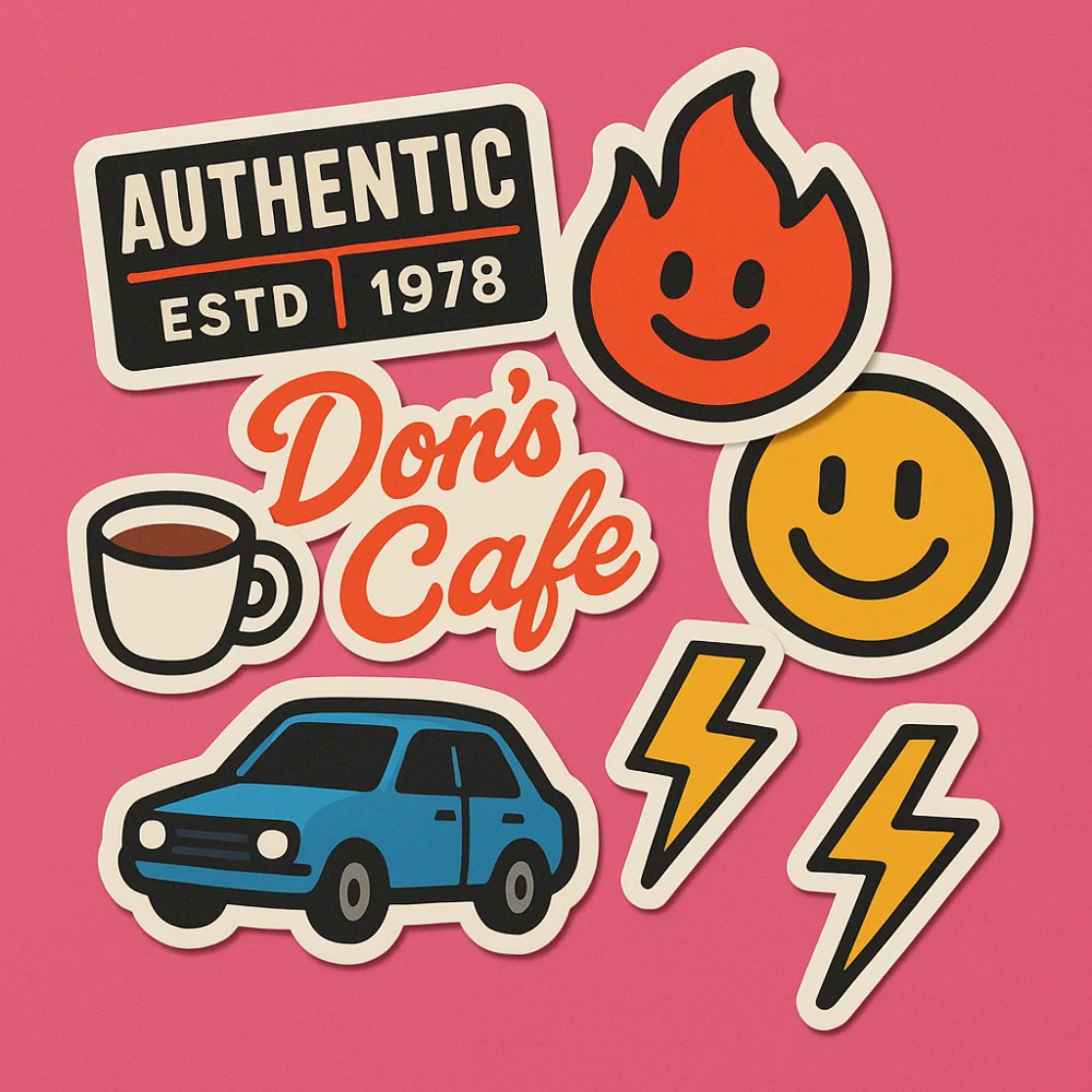 Illustrative vinyl stickers mockup